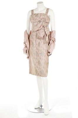 Lot 15 - A Christian Dior London pink and gold brocade...