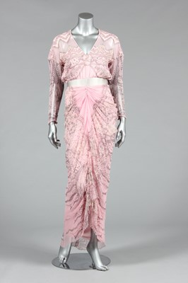 Lot 132 - A Zandra Rhodes printed pink chiffon evening...