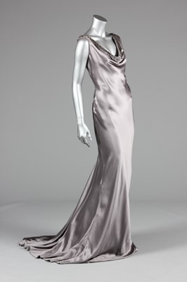 Lot 157 - An Alexander McQueen silver-grey satin bias...