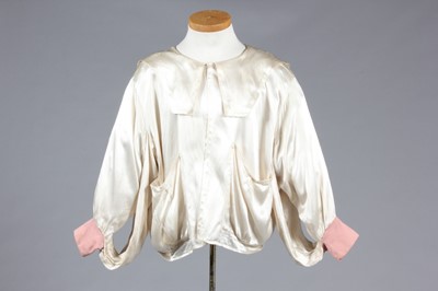 Lot 138 - A Leigh Bowery ivory satin-backed crepe jacket,...