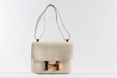 Lot 17 - An Hermès white whaleskin Constance handbag,...