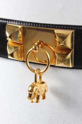 Lot 1 - An Hermès black leather collier de chien belt,...