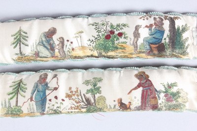 Lot 40 - A rare pair of printed and painted satin...