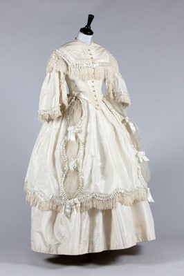 Lot 45 - The ivory and pale blue silk taffeta bridal...
