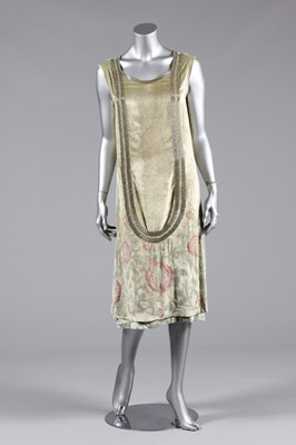 Lot 78 - A 'Vionnet London' pale green beaded velvet...