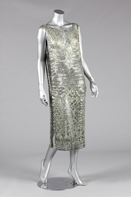 Lot 52 - A sea foam-green beaded tabard-dress, mid...