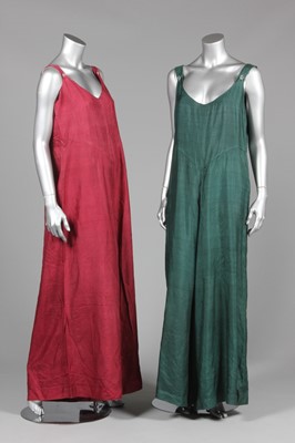 Lot 67 - Two pairs of silk lounging dungarees,...
