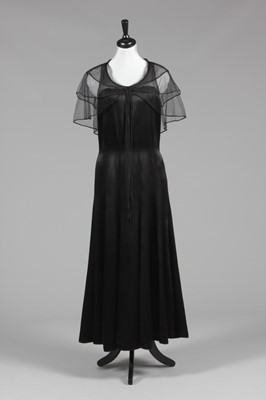 Lot 82 - A Jeanne Lanvin couture black satin crpe...