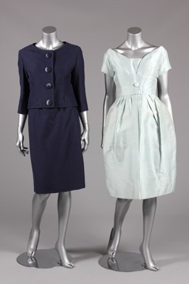 Lot 91 - A Christian Dior London aqua slubbed silk...