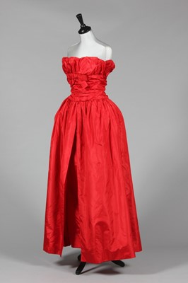 Lot 85 - A Christian Dior London deep scarlet taffeta...