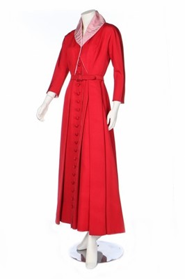 Lot 49 - A Pierre Balmain red grosgrain silk dress,...