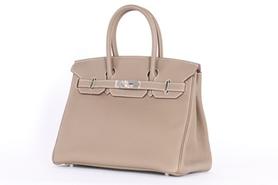 Lot 55 - An Hermès étoupe togo leather Birkin 30, 2016,...