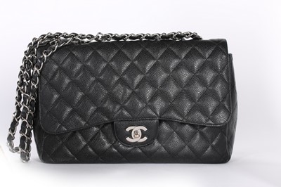 Lot 2 - A Chanel quilted caviar leather classic flap...