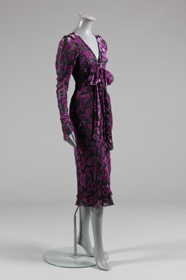 Lot 143 - An Ossie Clark cut velvet and chiffon evening...