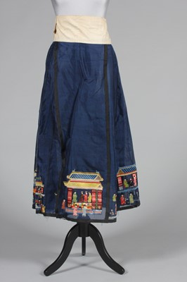 Lot 338 - An unusual embroidered blue silk gauze summer...