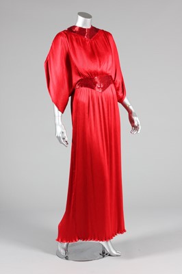 Lot 73 - A Yuki red pleated evening gown, probably...
