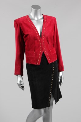 Lot 63 - An Yves Saint Laurent suede suit, 1980s, Rive...