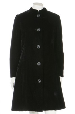 Lot 124 - A Christian Dior black velvet coat, late 1950s-...