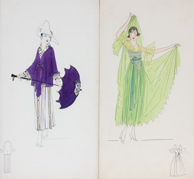 Lot 79 - Four original Lucile studio sketches, circa...