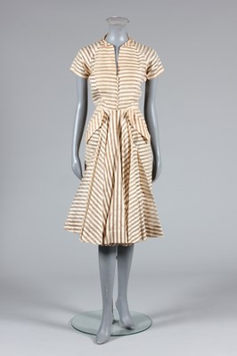 Lot 83 - A Jean Desses couture ivory and brown striped...