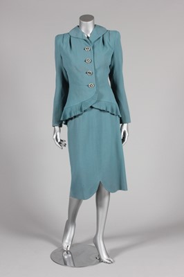 Lot 94 - A Lilli Ann teal blue moss crepe suit, mid...