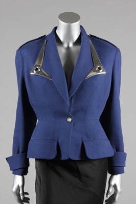 Lot 50 - A Thierry Mugler blue textured cotton jacket...