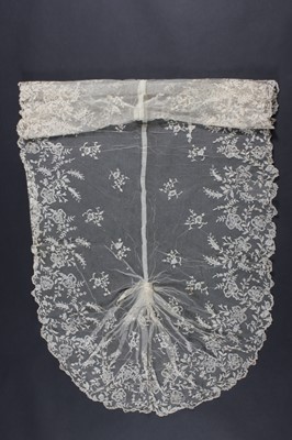 Lot 416 - A Brussels needlepoint applique flounce and...