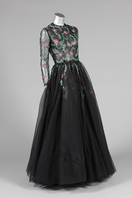 Lot 57 - A Hardy Amies couture black cigaline ball gown,...