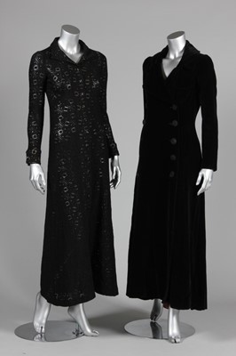 Lot 118 - A Biba black velvet double breasted maxi-coat,...