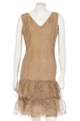 Lot 136 - A Balenciaga couture sand-brown lace cocktail...