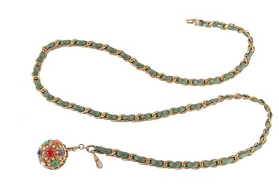 Lot 9 - A Chanel belt with jewelled medallion pendant,...
