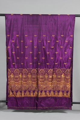 Lot 388 - Four silk saris, comprising: purple example...