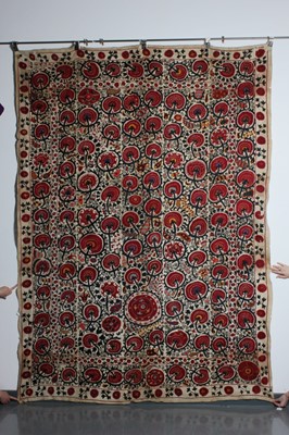 Lot 393 - A large embroidered Susani, probably Tashkent,...