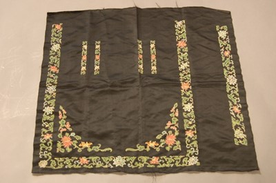Lot 432 - An un-cut panel of embroidered black satin...