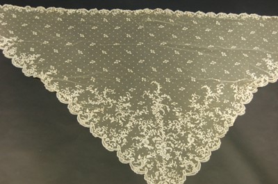 Lot 456 - A Honiton lace veil, stomacher and skirt panel,...