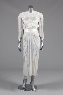 Lot 183 - A Zandra Rhodes printed ivory chiffon evening...