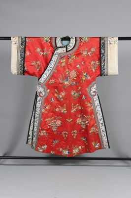 Lot 339 - A lady's red satin celebration robe, Chinese,...