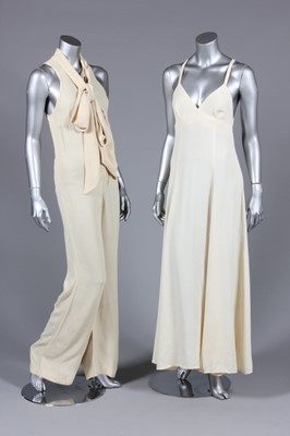 Lot 15 - A Biba cream moss crepe jump-suit, late 1960s,...