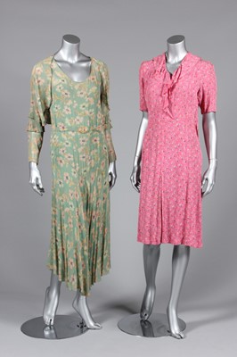 Lot 13 - 1930s day and evening wear, comprising: floral...