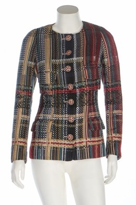 Lot 51 - A Chanel plaid tweed waistcoat with bolero...