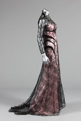 Lot 148 - A dramatic Thierry Mugler pink satin and black...
