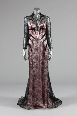 Lot 148 - A dramatic Thierry Mugler pink satin and black...