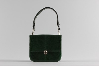 Lot 3 - A Loewe green lizard bag, late 1960s, maker's...