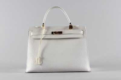 Lot 8 - An Hermès white whaleskin Kelly bag, late...
