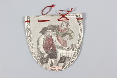 Lot 17 - A fine printed leather reticule, French, early...