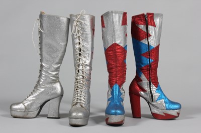 Lot 21 - Two pairs of women's glam-rock style platform...