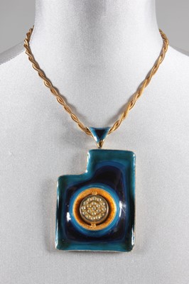 Lot 27 - A Pierre Cardin enamelled metal pendant, late...