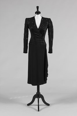 Lot 74 - A Jeanne Lanvin couture black satin-backed...