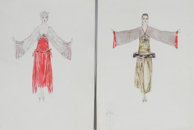 Lot 65C - Five Lucile studio sketches for lavish evening-...
