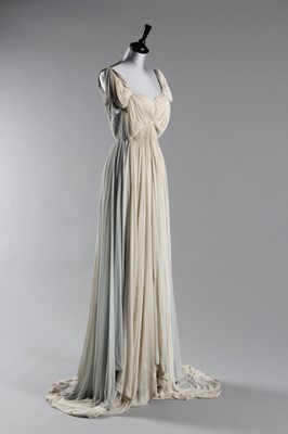 Lot 59 - A Madame Grès ivory and dove-grey draped...